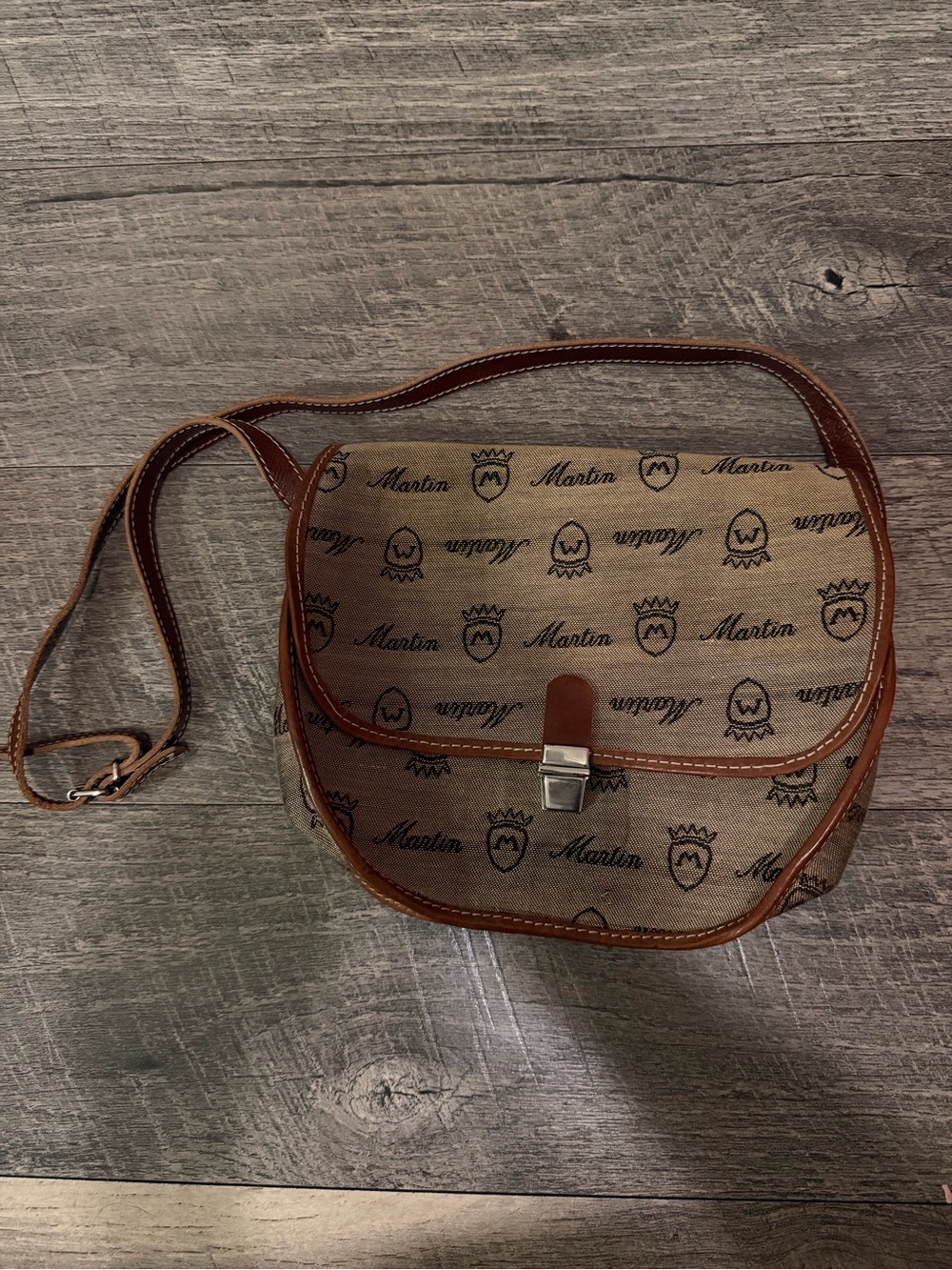 Martin Logo Canvas Crossbody Bag in Brown